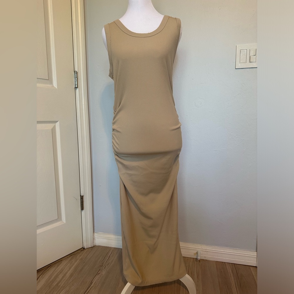 Matty M Elegant Tan Sleeveless Dress